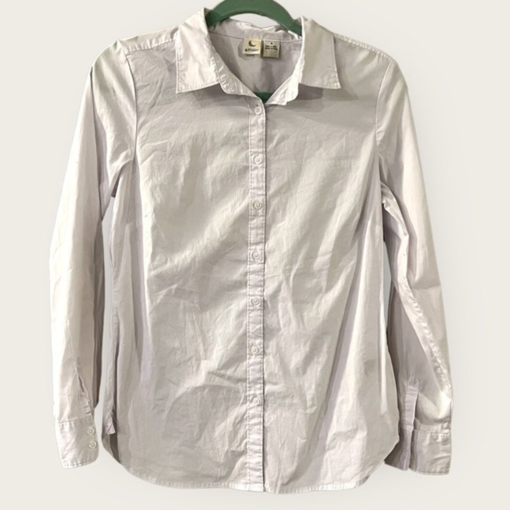 A MOON FITTED BUTTON DOWN BOYFRIEND STAPLE WHITE COLLAR OFFICE BLOUSE MEDIUM